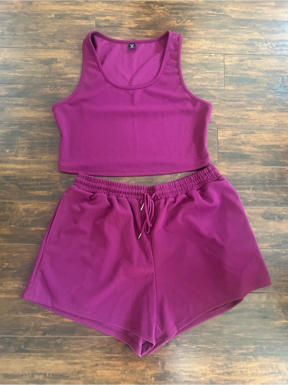 NWOT Ribbed Tank & Shorts Set Deep Pink